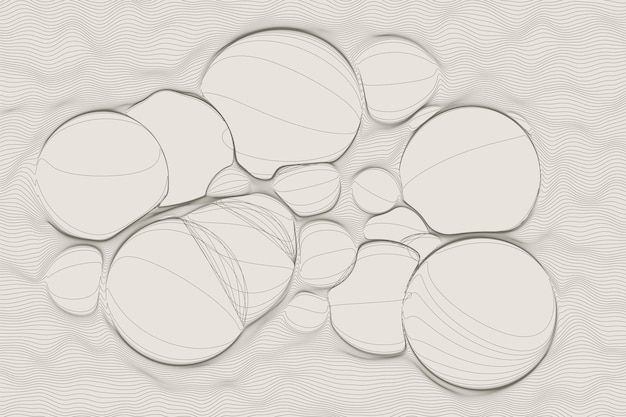 超細い線の泡の流体の幾何学動的ベクトル球形の歪んだ表面デジタルフラクタル3dフォーム白い背景のミニマルなグラフィック