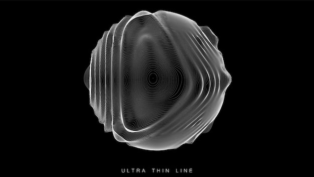 Ultra thin line fluid geometry. Dynamic distorted spheres.