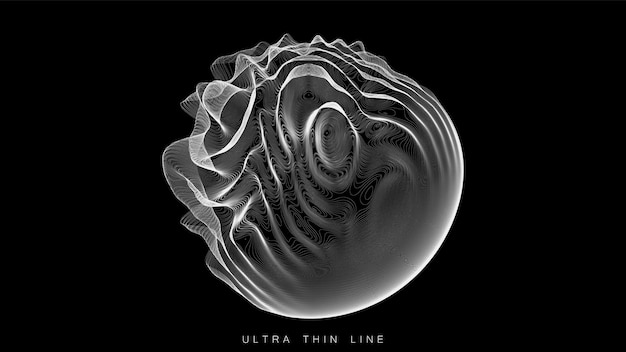 Ultra thin line fluid geometry dynamic vector distorted spheres