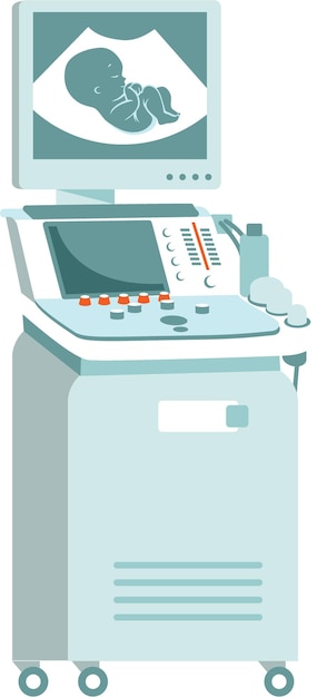 Vettore apparecchiatura per scanner ad ultrasuoni con monitor in stile piatto