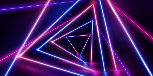 Le luci al neon di tonalità vivide ultraviolette astraggono il fondo psichedelico 3d vector