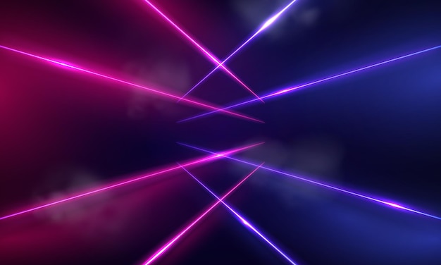 Le luci al neon di tonalità vivide ultraviolette astraggono il fondo psichedelico 3d vector