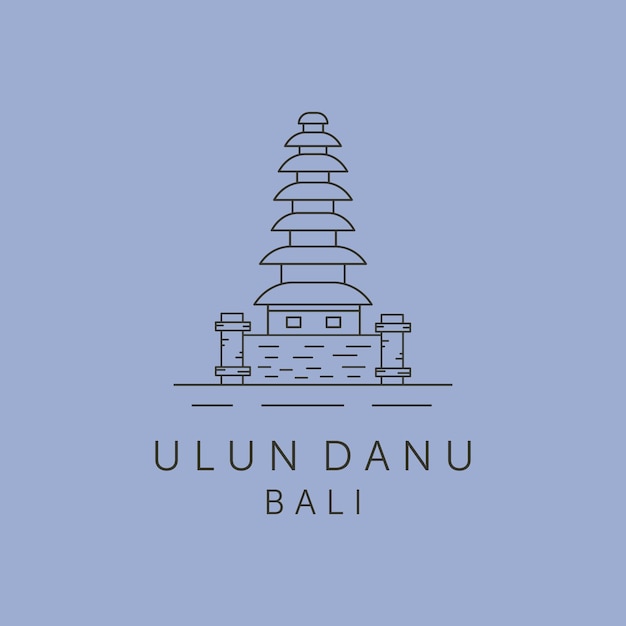 Disegno dell'illustrazione del simbolo del vettore del logo della linea dell'icona di ulun danu bali