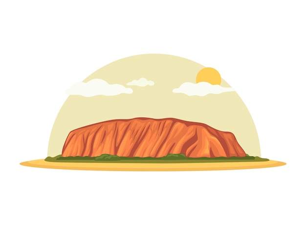 Vector uluru australia landmark cartoon illustration vector