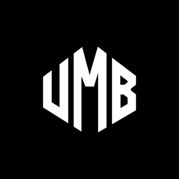 ポリゴン (ポリゴン) とキューブ (キューブ) の形状のロゴのデザインを用いた UMB 文字ロゴデザイン (UMB 字母ロゴデザイン) は白と黒の色でUMB のモノグラム (UMB モノグラム) ビジネスと不動産のロゴです