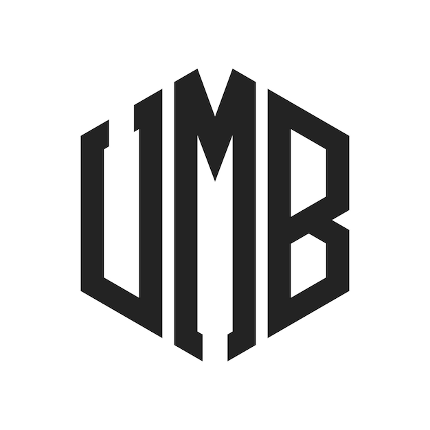 UMB ロゴ デザイン イニシャルレター UMB モノグラム ロゴ ヘクサゴン形