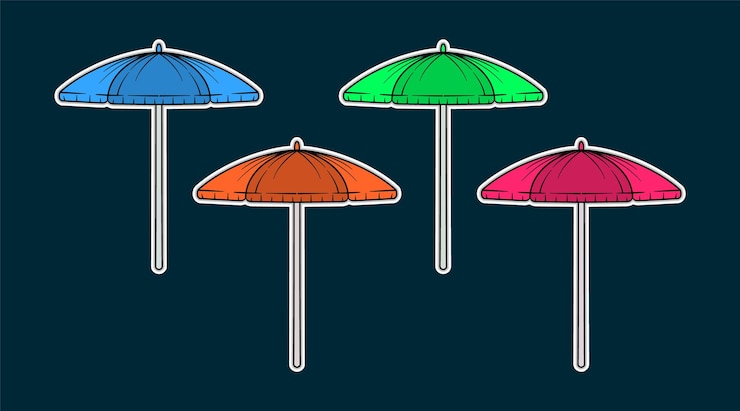Vector umbrella beach doodle sticker illustratie