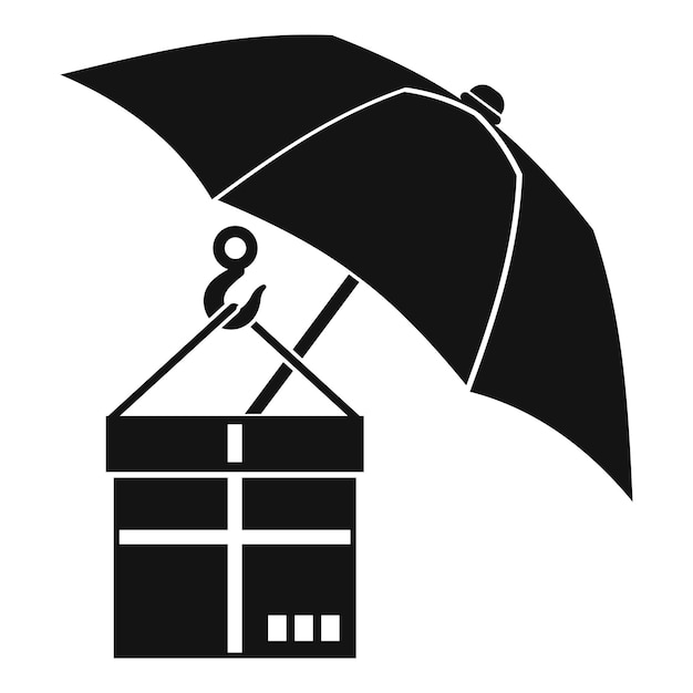 Vector umbrella and a cardboard box icon simple illustration of umbrella and a cardboard box vector icon for web