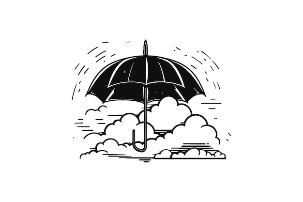 Umbrella cloud modern logo minimal vector logo design tshirt illustrazione di sublimazione