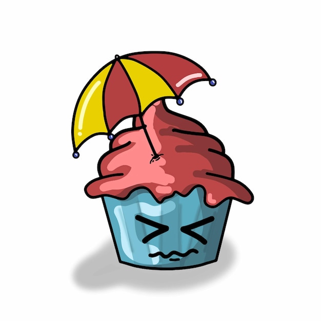 An umbrella cute cupcake vector template design illustrator