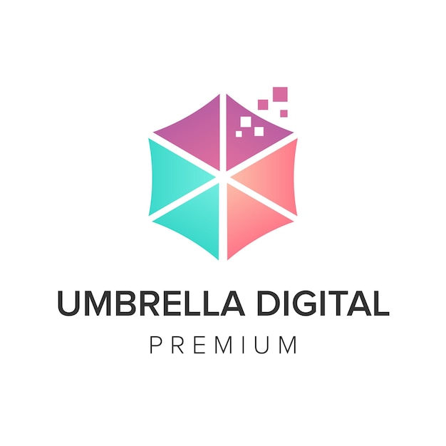 umbrella digital logo icon vector template