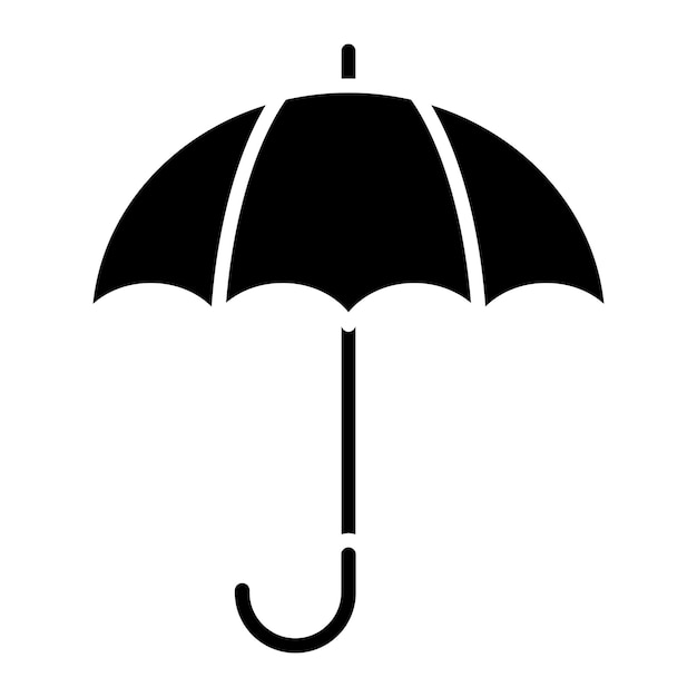 Umbrella Glyph Solid Black Illustration