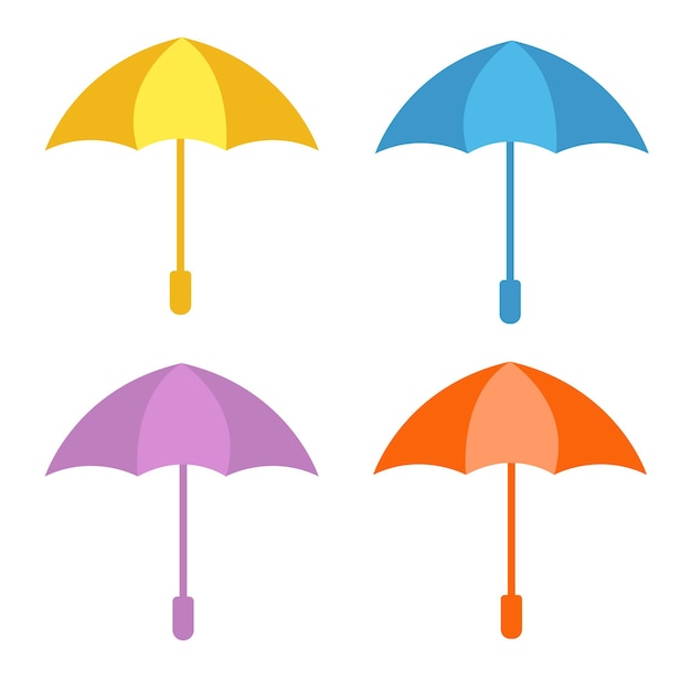 Umbrella icon cartoon umbrella icons colorful parasols for rain water and sun flat vector illustrati