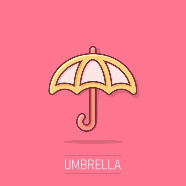 Vector umbrella icon in comic style parasol cartoon vector illustration on isolated background canopy splash effect business concept