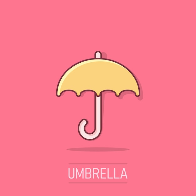 Vector umbrella icon in comic style parasol cartoon vector illustration on isolated background canopy splash effect business concept