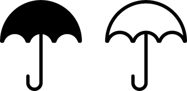 Знак или символ с зонтиком в стиле глифа и линии, изолированный на прозрачном фоне