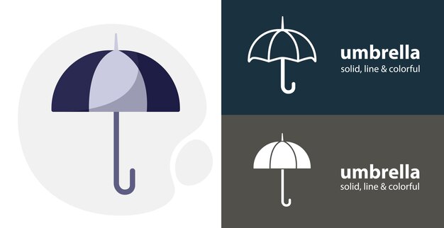 Umbrella isolated flat illustration umbrella line icon