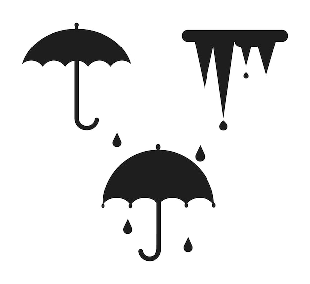 Umbrella isolated vector Silhouettes on white Background