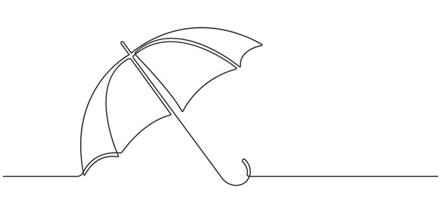 Vector umbrella lijntekening regenseizoen vectorillustratie