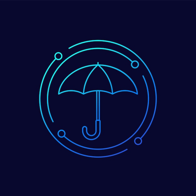 Vector umbrella line icon on dark