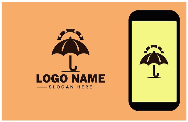 Вектор иконки логотипа зонтика для бизнеса, бренда, приложения, иконки защиты от дождя, водонепроницаемый шаблон