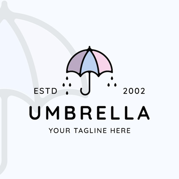 Ombrello moderno logo line art semplice minimalista illustrazione vettoriale modello icona graphic design