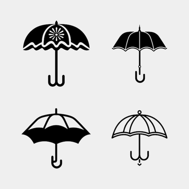 Umbrella simple icon set Umbrella Vector illustration