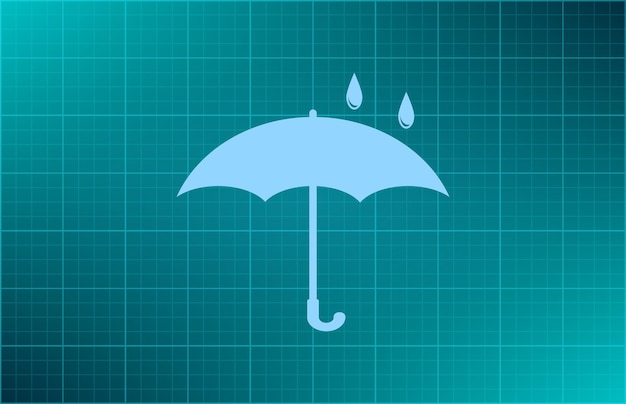 傘のシンボル - 青い背景のベクトルイラスト