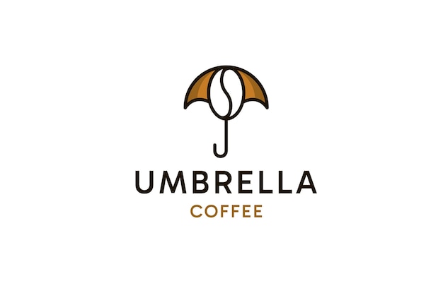 Vector umbrella with coffee bean shape logo icon vector illustration