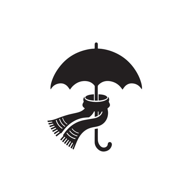 Vector umbrella with neck scarf silhouette