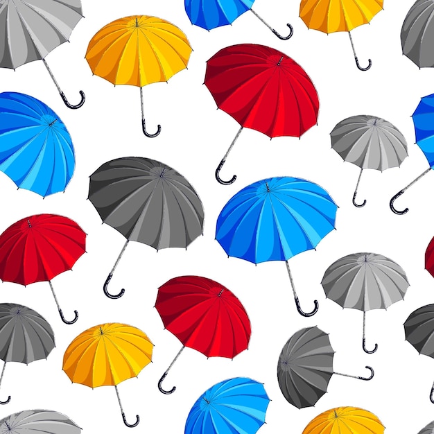 Зонтики бесшовный фон, погода и на открытом воздухе, тема модных аксессуаров, векторные обои или фон веб-сайта.