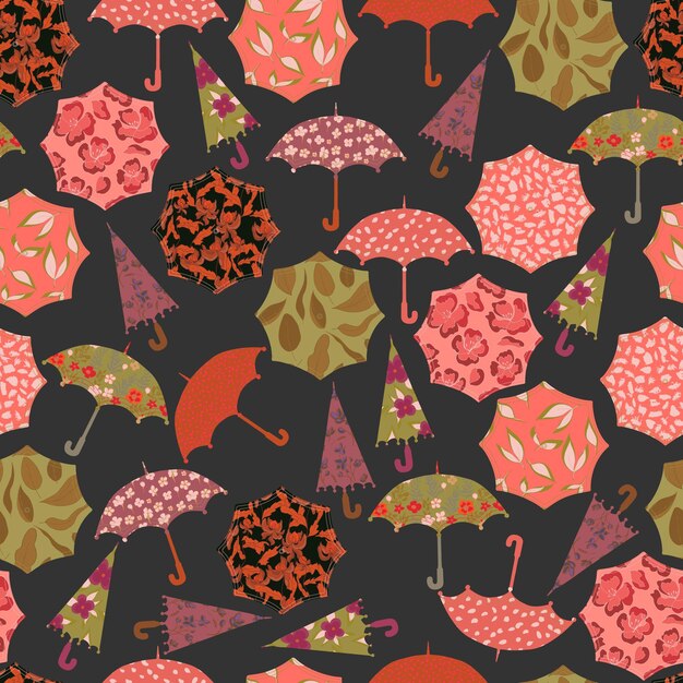 Umbrellas vector seamless pattern rain protection