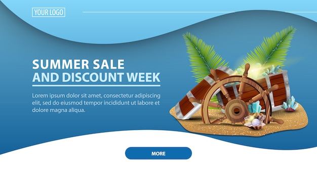 Ummer sale e discount week, moderno banner web orizzontale per il tuo sito web