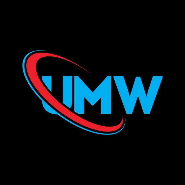 UMWのロゴ: UMWの文字 UMWの字母 UMWロゴのデザイン UMW・ロゴのイニシャル UMW ロゴは円と大文字のモノグラムでリンクされています UMWはテクノロジー事業と不動産ブランドのタイポグラフィーです