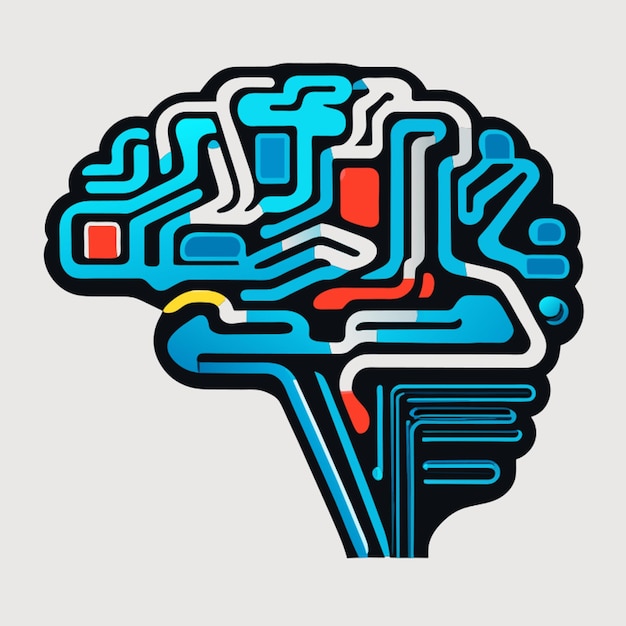 un cerebro con un microchip que diga ai vector illustration cartoon