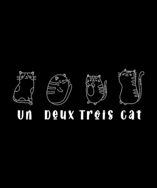 Vector un deux trois cat shirt design