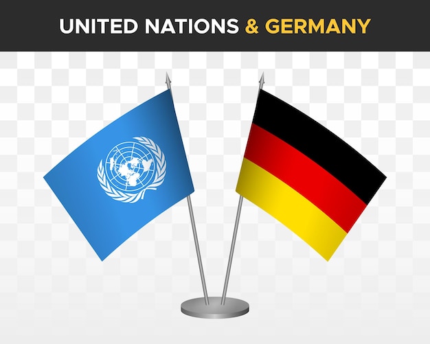 UN United Nations vs Germany desk flags mockup isolated 3d vector illustration table flags