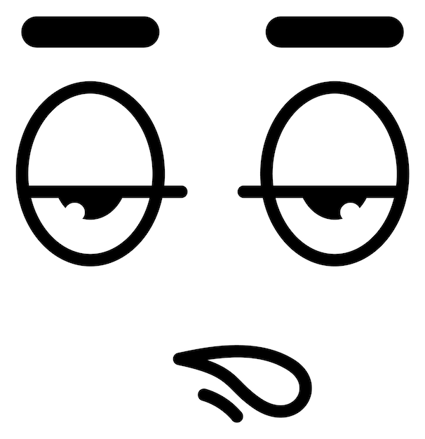 Vector unamuzed face expression dissatisfied emotion in cartoon style