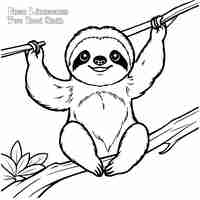 Vector unau linnaeuss two toed sloth hand drawn coloring page and outline vector design