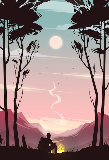 Vector unbelievable mountain landscape. modern  illustration concept.