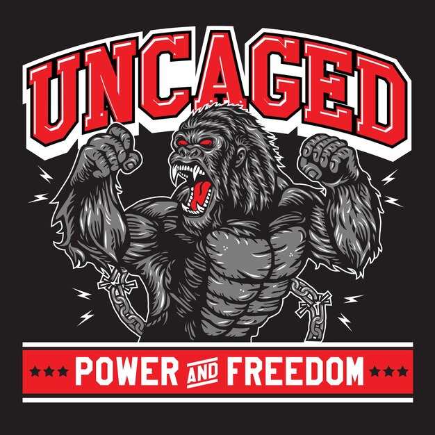 Uncaged King Kong Vector Illustration Power and Freedom