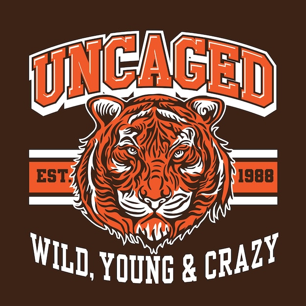 Uncaged 호랑이 마스코트 그림 엠블럼 스포티 디자인