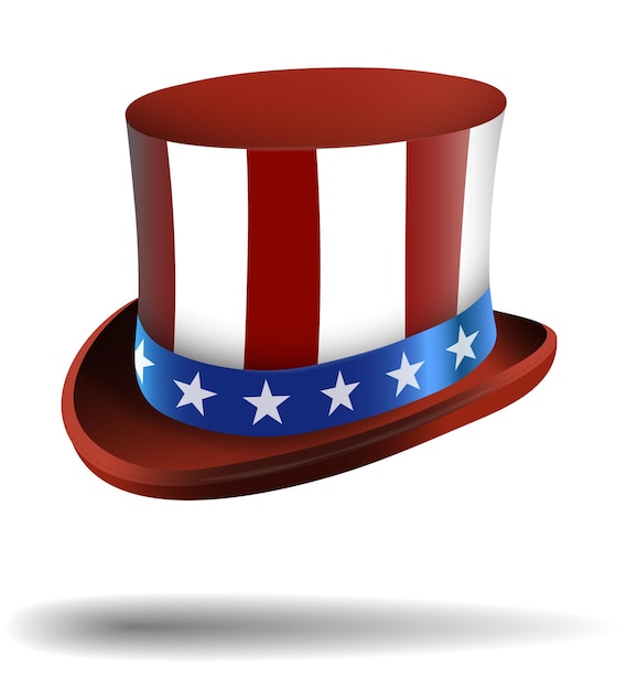Uncle Sam hoge hoed in de kleuren van de Amerikaanse vlag Onafhankelijkheidsdag van Amerika Vector