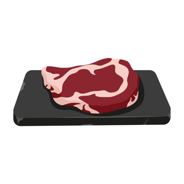 uncooked beef steak on stone tray fresh red meat vector illustration
