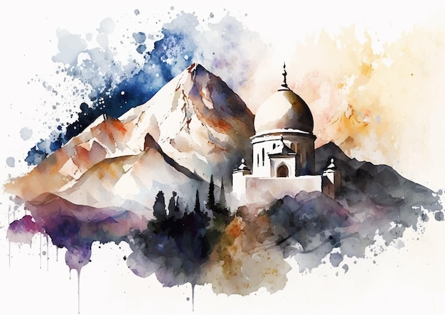 Uncover the Beauty of Islamic Art with Watercolor Mosques