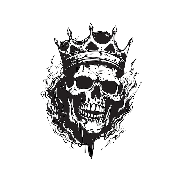 Undead koning vintage logo concept zwart-witte kleur hand getekende illustratie