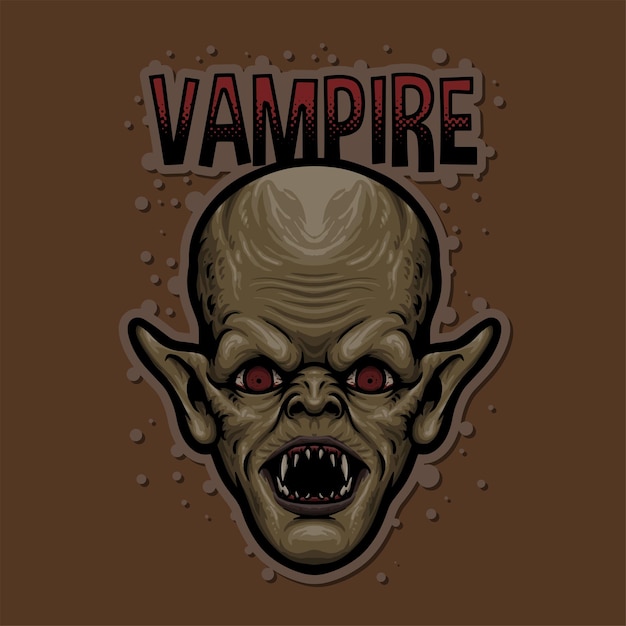 Undead Vampire Dracule Evil Head Halloween Creature Vector Mascotte Illustratie