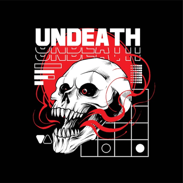 Undeath skull illustration, perfect for t-shirt, apparel or merchandise design