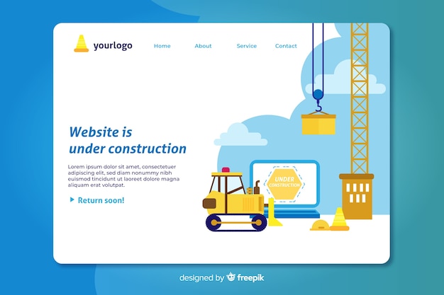ベクトル 工事中ランディングページテンプレート