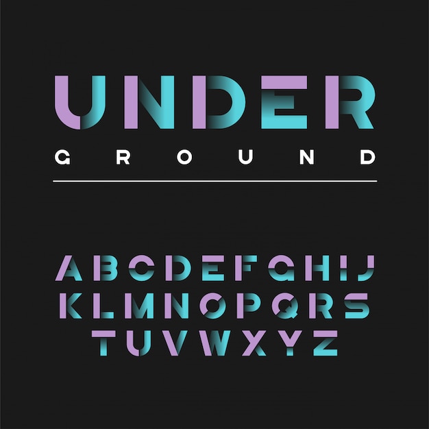 Vector underground decorative bold typeface.  alphabet, letters,